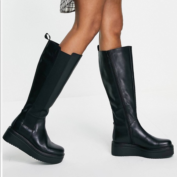 Leather Flatform Black Boots | Poshmark